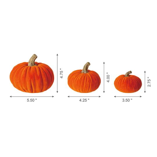 Glitzhome® Orange Velvet Pumpkins Set